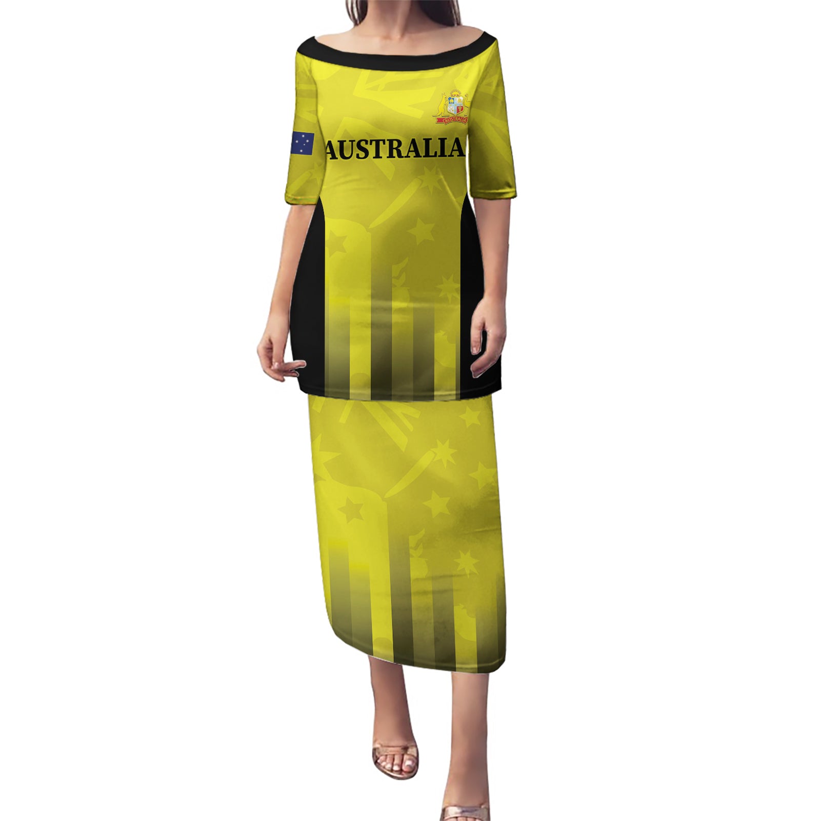 Custom Australia Cricket Puletasi 2024 World Cup Go Aussie - Gold Version