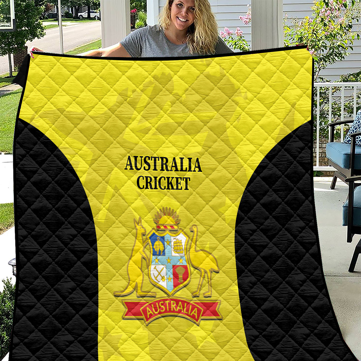 Australia Cricket Quilt 2024 World Cup Go Aussie - Gold Version