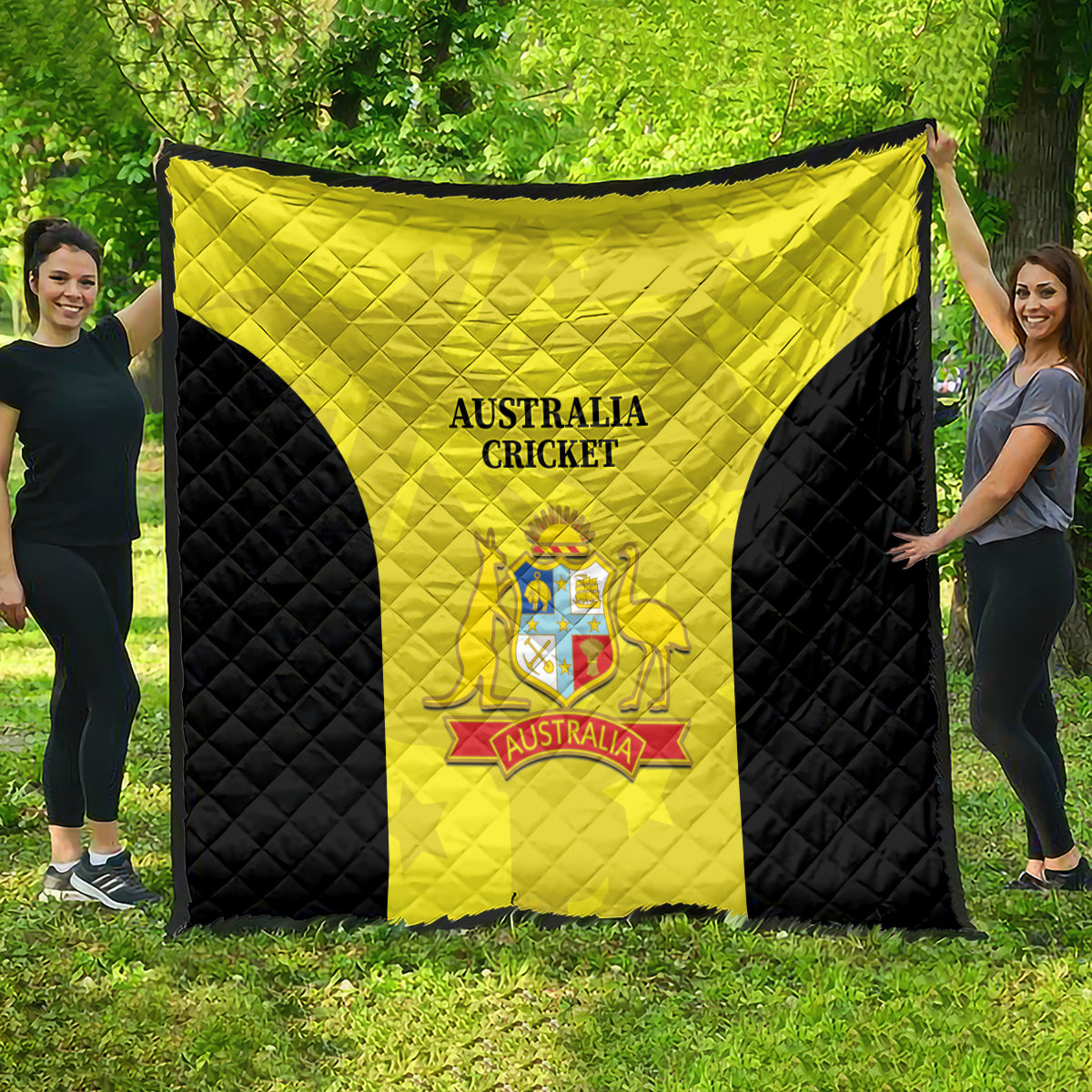 Australia Cricket Quilt 2024 World Cup Go Aussie - Gold Version