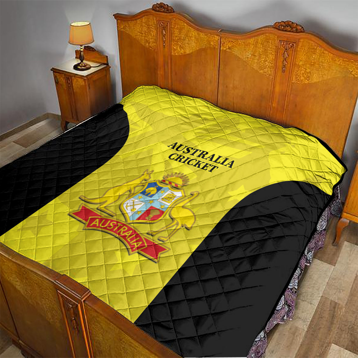 Australia Cricket Quilt 2024 World Cup Go Aussie - Gold Version