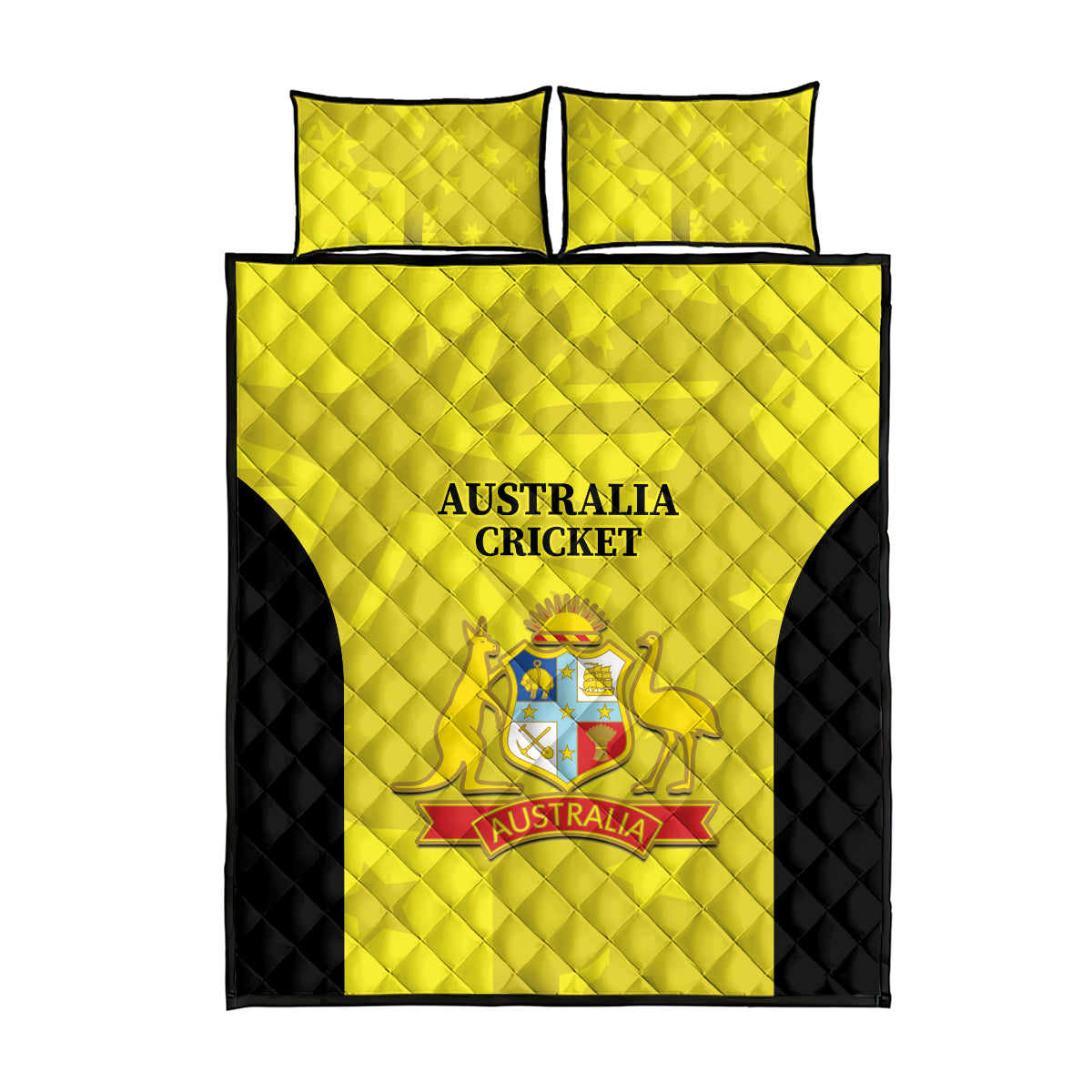 Australia Cricket Quilt Bed Set 2024 World Cup Go Aussie - Gold Version