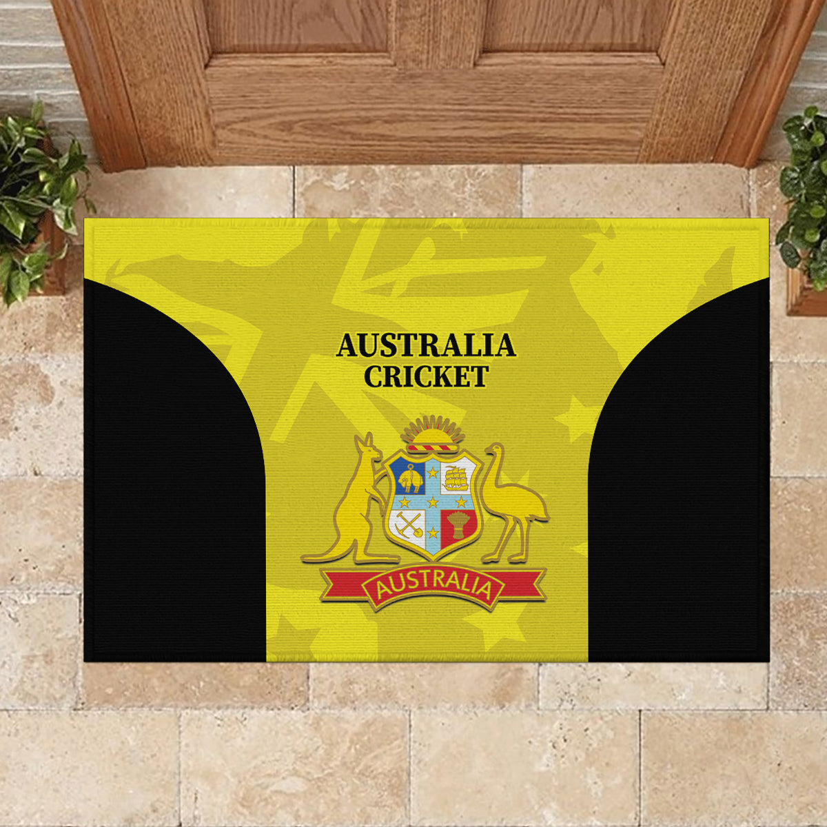 Australia Cricket Rubber Doormat 2024 World Cup Go Aussie - Gold Version