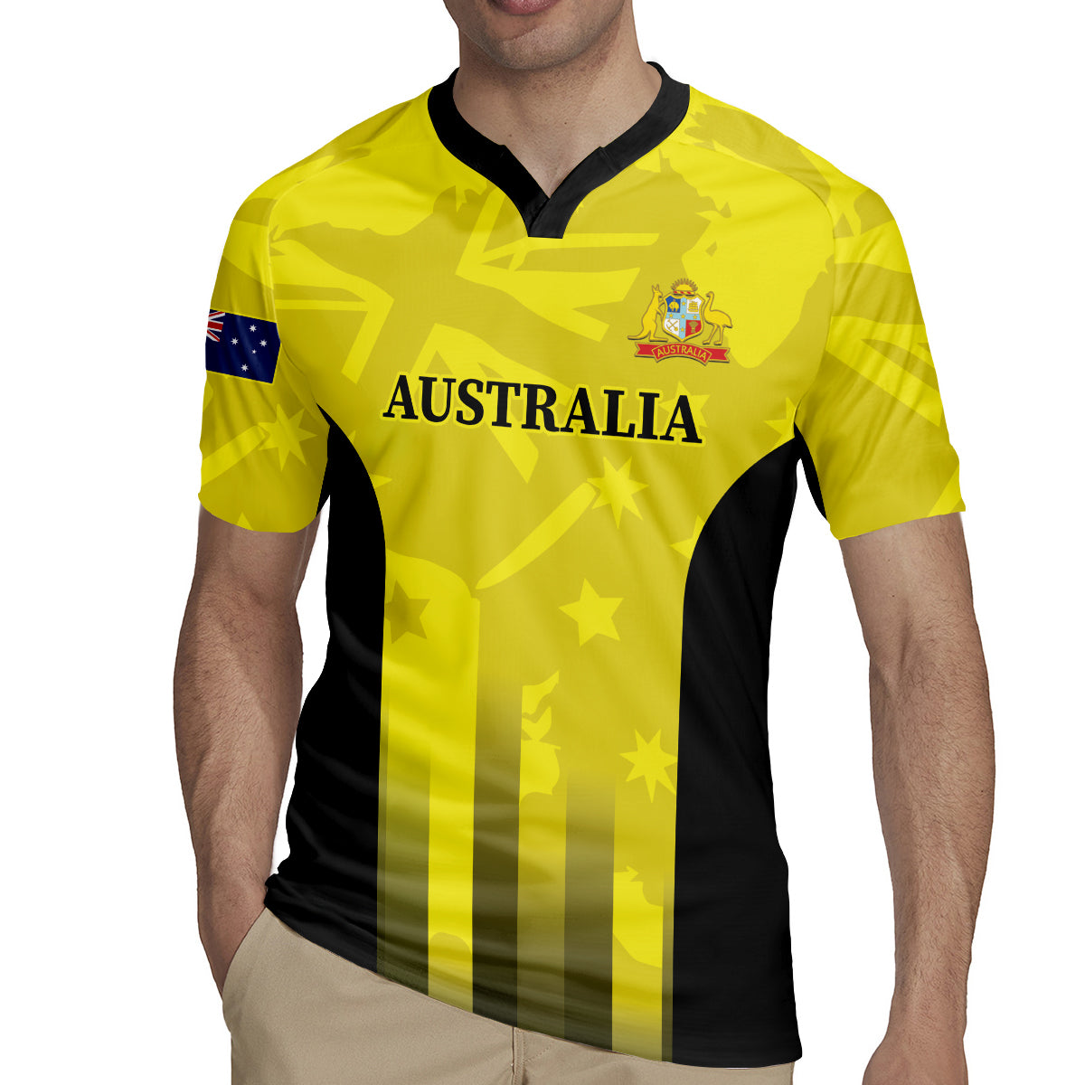Custom Australia Cricket Rugby Jersey 2024 World Cup Go Aussie - Gold Version