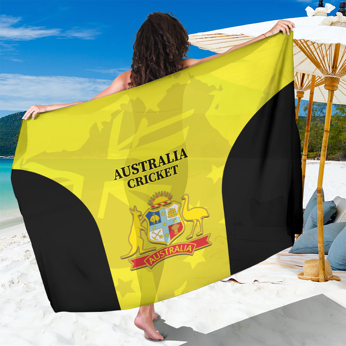 Australia Cricket Sarong 2024 World Cup Go Aussie - Gold Version