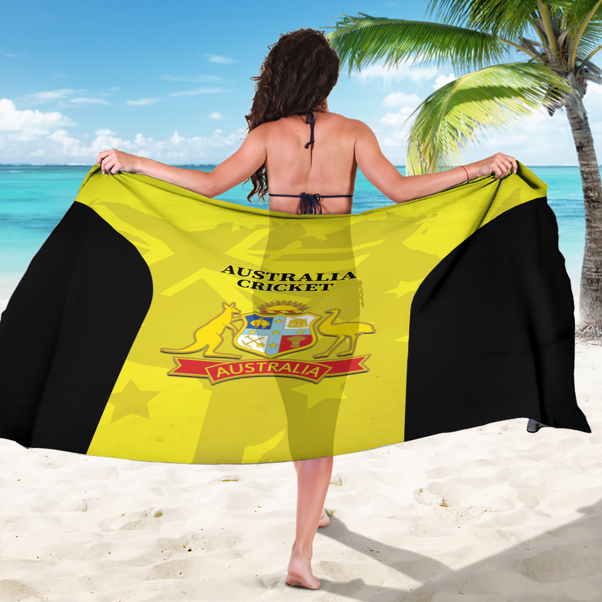 Australia Cricket Sarong 2024 World Cup Go Aussie Gold Version LT14