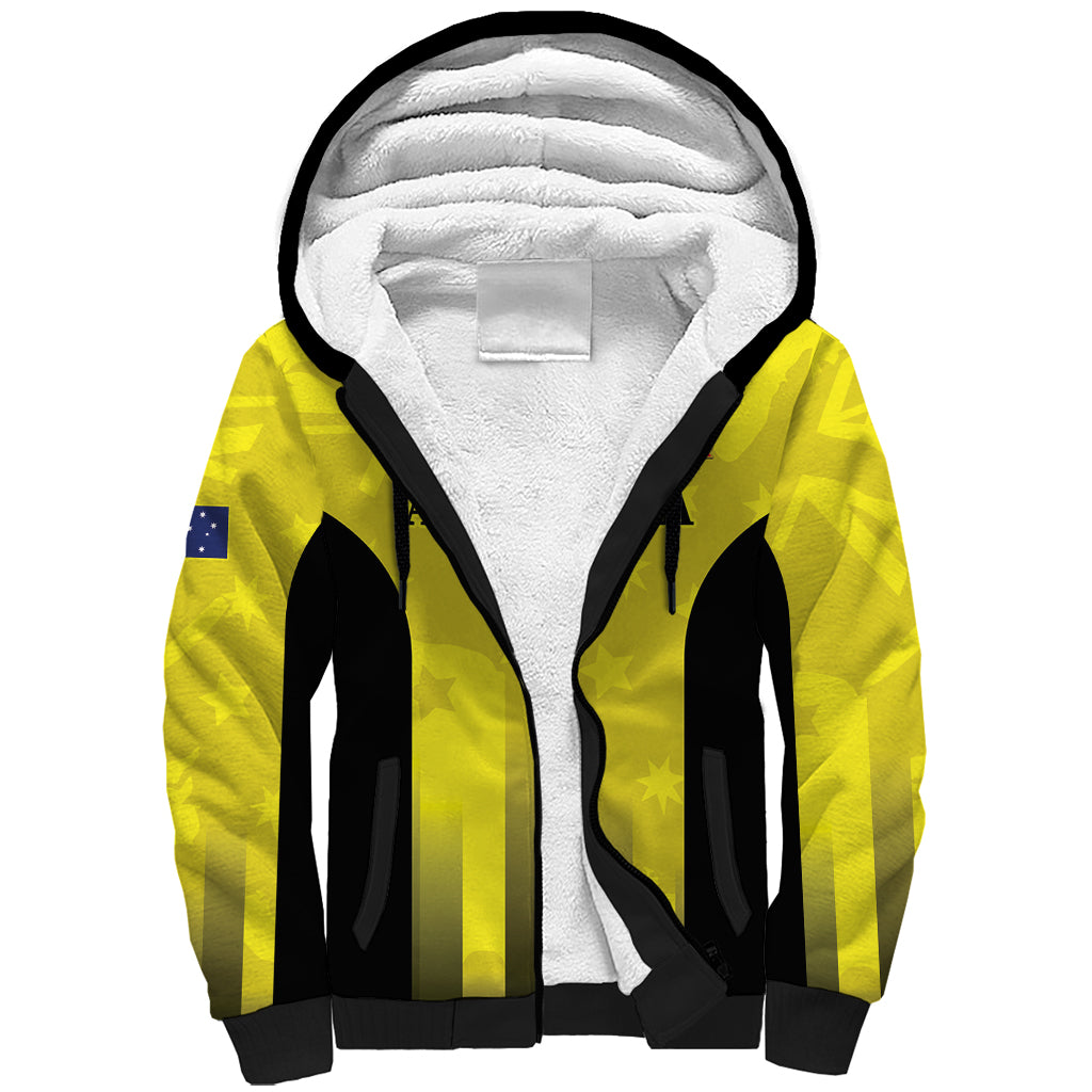 Custom Australia Cricket Sherpa Hoodie 2024 World Cup Go Aussie - Gold Version