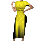 Custom Australia Cricket Short Sleeve Bodycon Dress 2024 World Cup Go Aussie - Gold Version