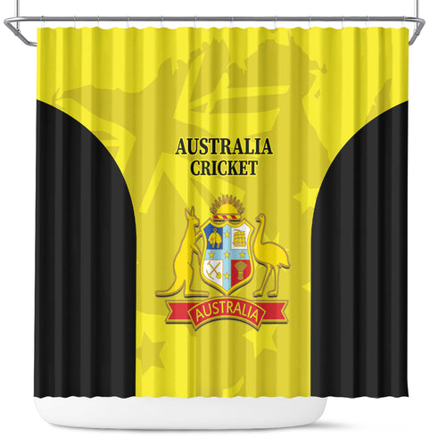 Australia Cricket Shower Curtain 2024 World Cup Go Aussie - Gold Version