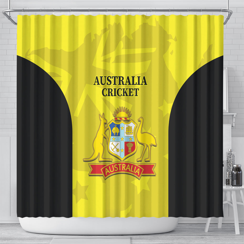 Australia Cricket Shower Curtain 2024 World Cup Go Aussie - Gold Version
