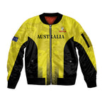 Custom Australia Cricket Sleeve Zip Bomber Jacket 2024 World Cup Go Aussie - Gold Version