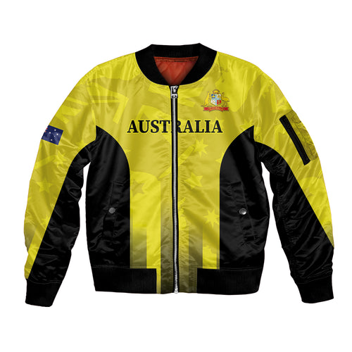 Custom Australia Cricket Sleeve Zip Bomber Jacket 2024 World Cup Go Aussie - Gold Version