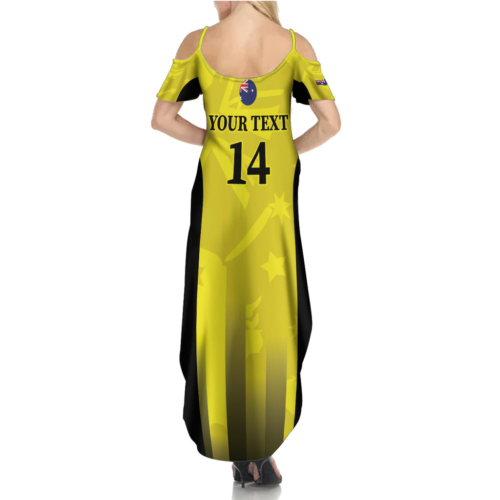 Custom Australia Cricket Summer Maxi Dress 2024 World Cup Go Aussie - Gold Version