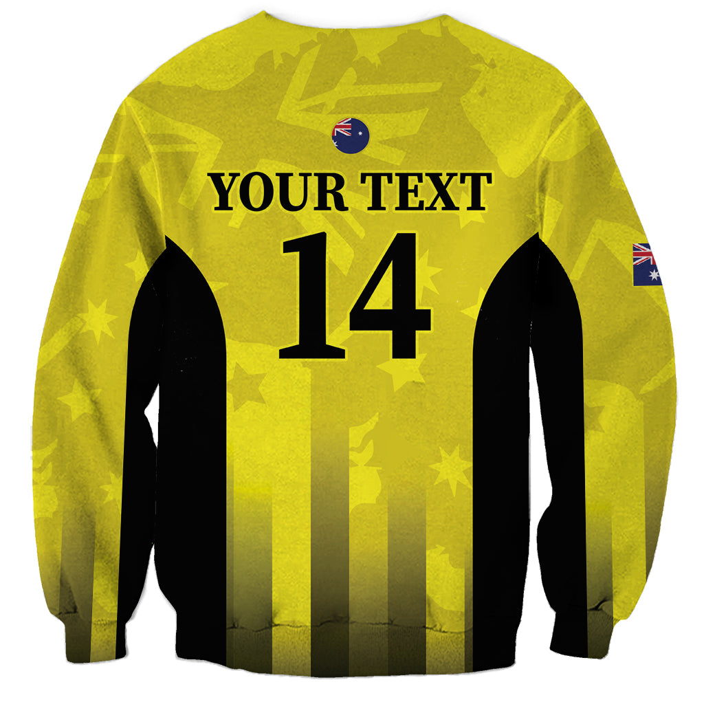 Custom Australia Cricket Sweatshirt 2024 World Cup Go Aussie - Gold Version