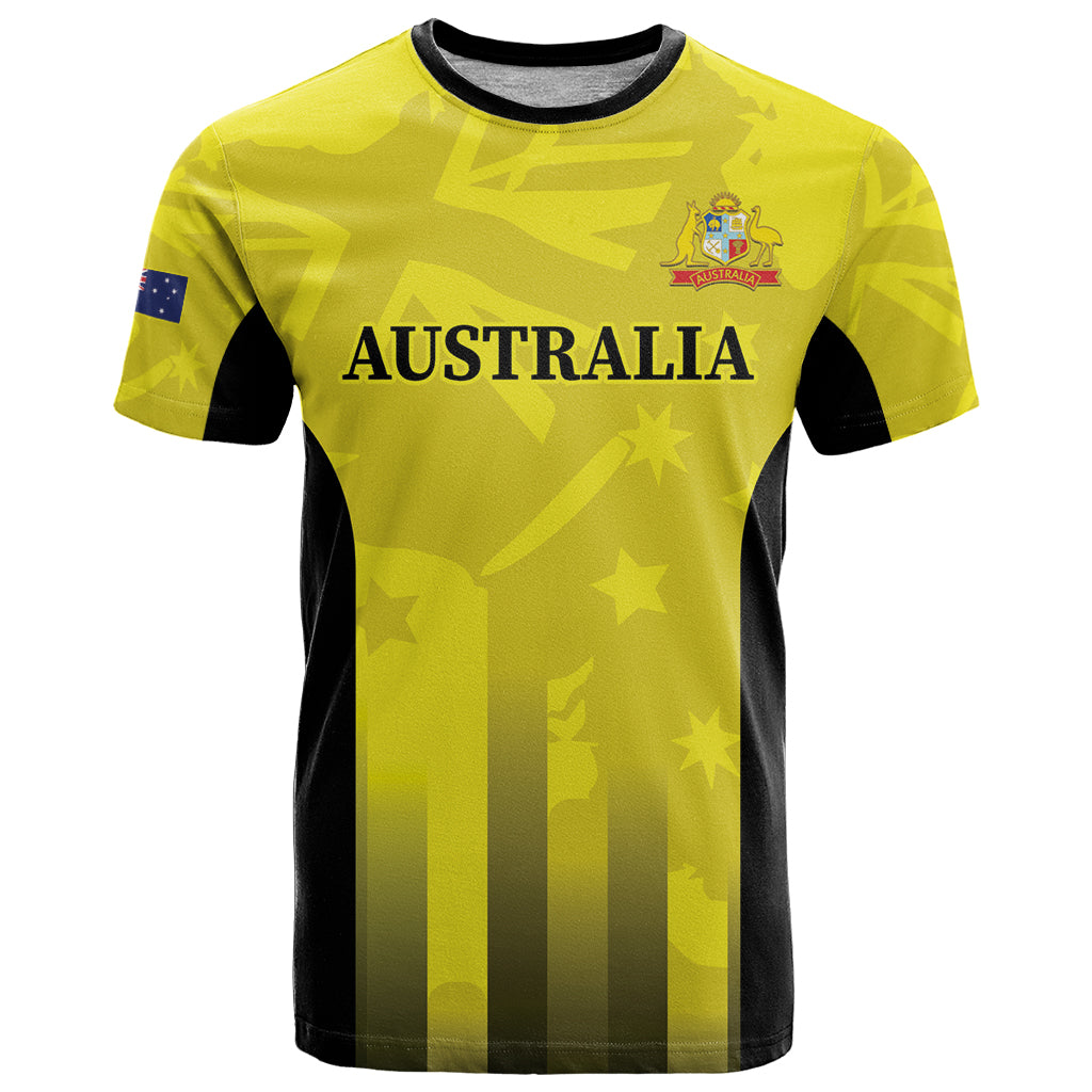 Custom Australia Cricket T Shirt 2024 World Cup Go Aussie - Gold Version