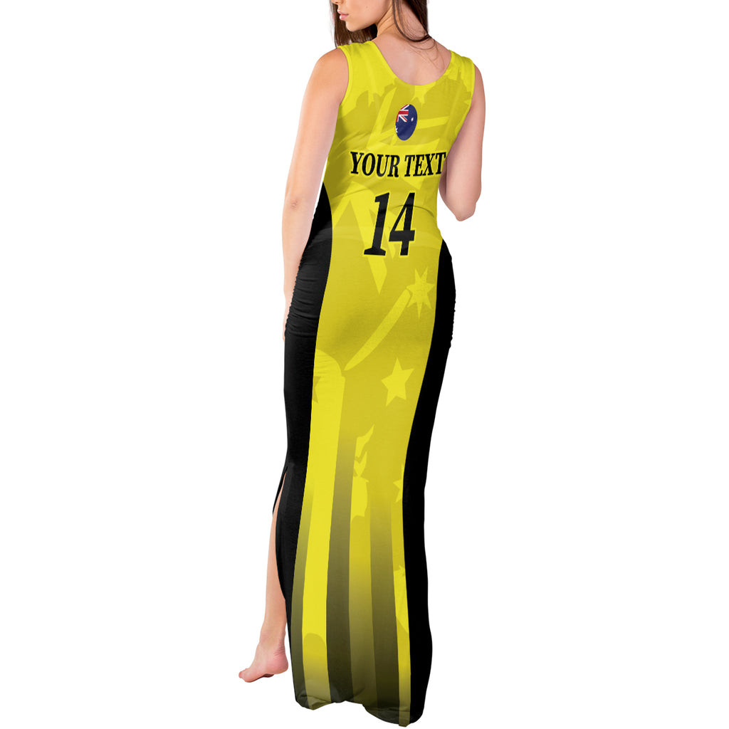 Custom Australia Cricket Tank Maxi Dress 2024 World Cup Go Aussie - Gold Version