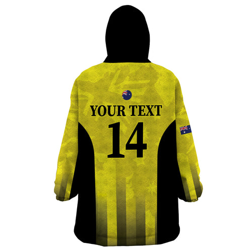 Custom Australia Cricket Wearable Blanket Hoodie 2024 World Cup Go Aussie - Gold Version