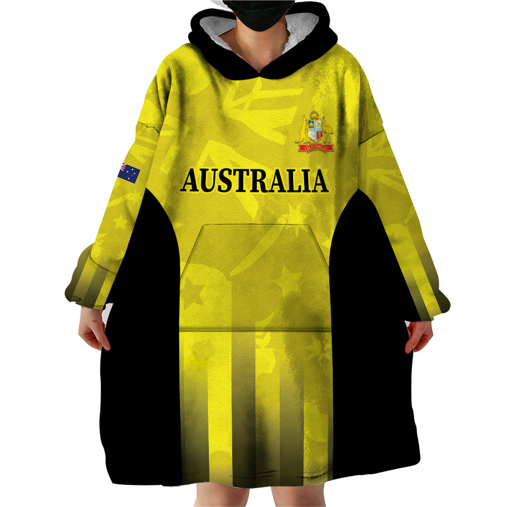 Custom Australia Cricket Wearable Blanket Hoodie 2024 World Cup Go Aussie - Gold Version