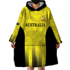 Custom Australia Cricket Wearable Blanket Hoodie 2024 World Cup Go Aussie - Gold Version