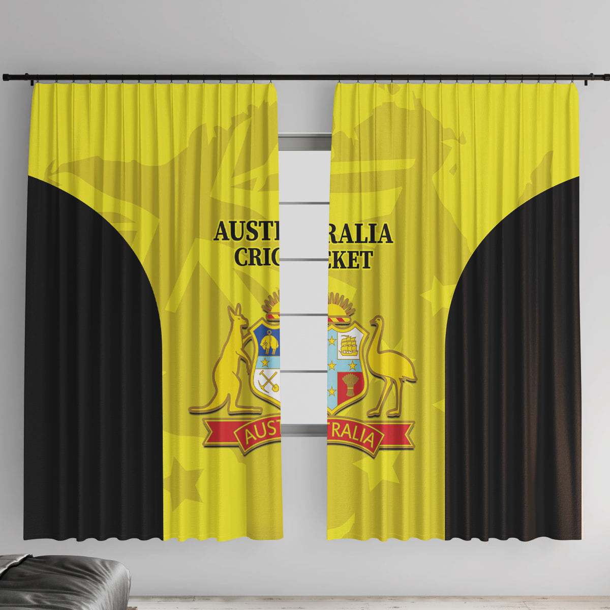 Australia Cricket Window Curtain 2024 World Cup Go Aussie - Gold Version