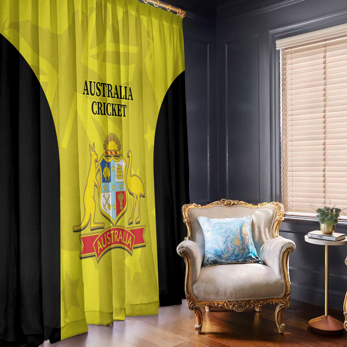 Australia Cricket Window Curtain 2024 World Cup Go Aussie - Gold Version
