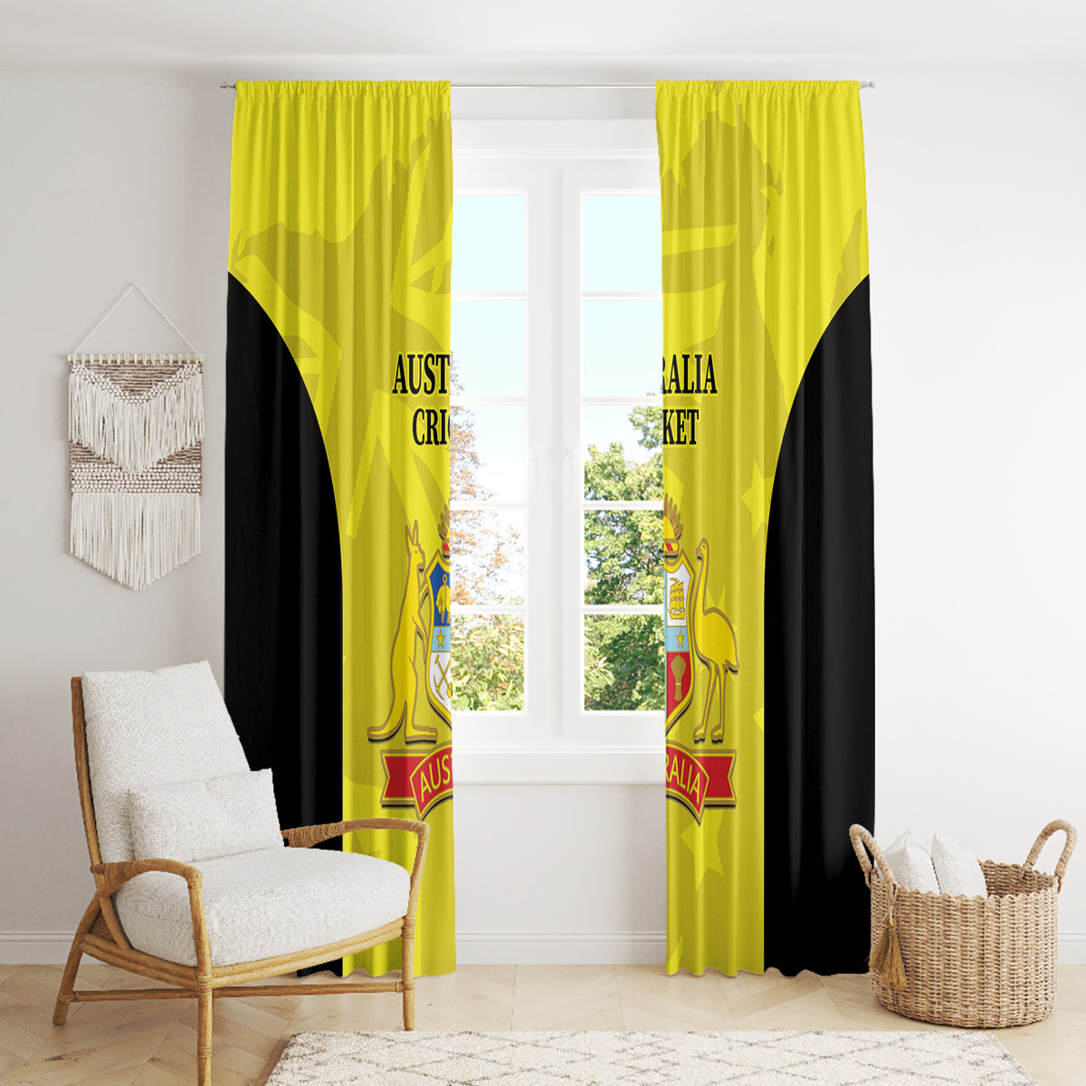 Australia Cricket Window Curtain 2024 World Cup Go Aussie - Gold Version