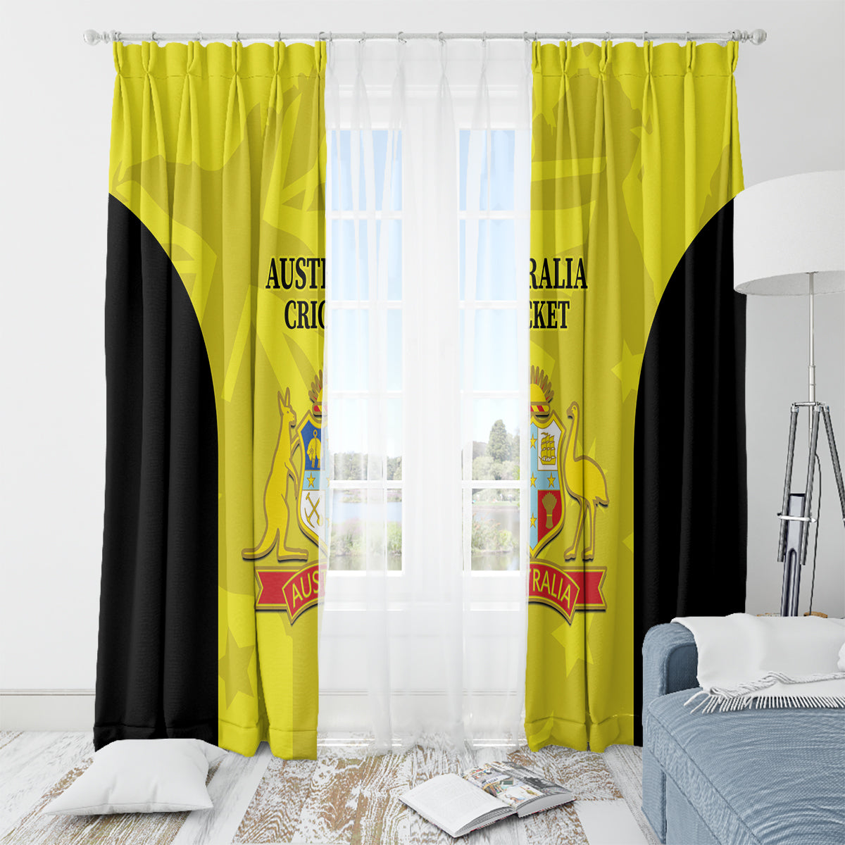 Australia Cricket Window Curtain 2024 World Cup Go Aussie - Gold Version