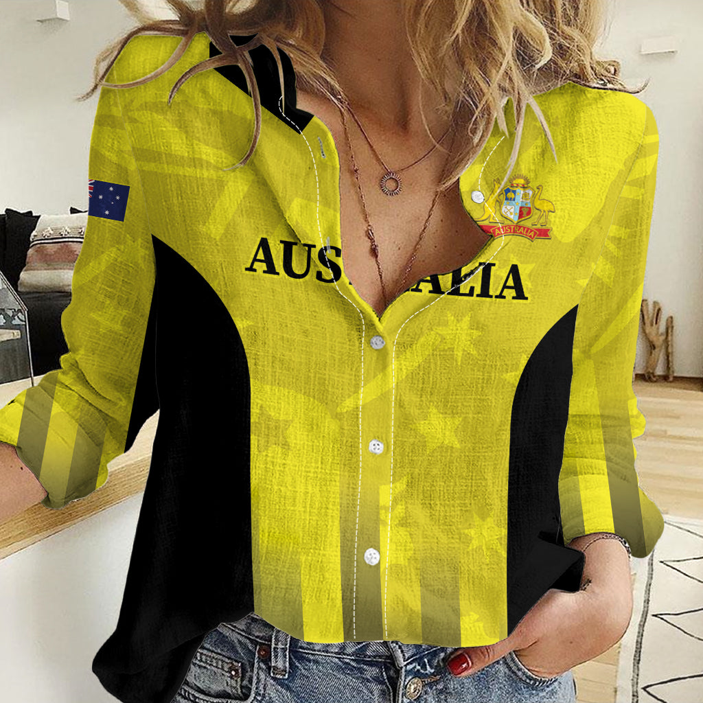 Custom Australia Cricket Women Casual Shirt 2024 World Cup Go Aussie - Gold Version
