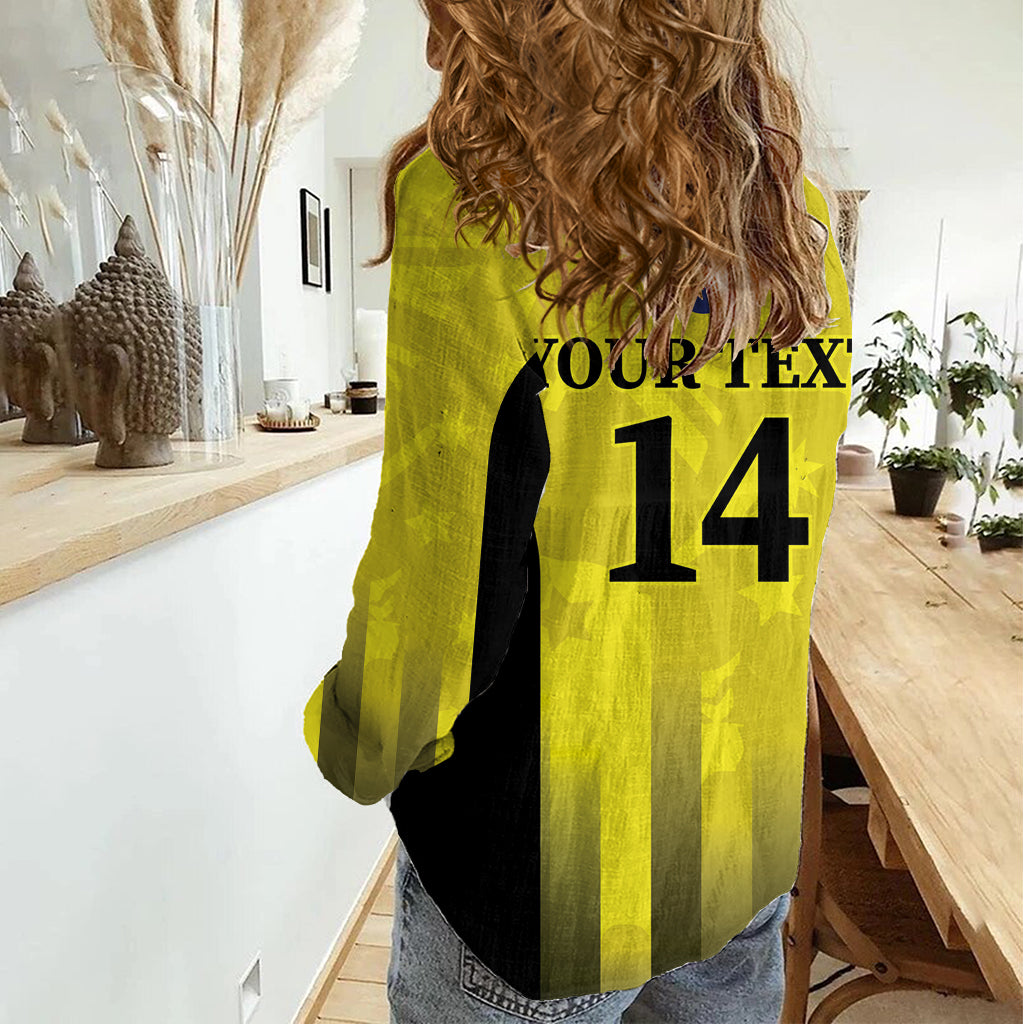 Custom Australia Cricket Women Casual Shirt 2024 World Cup Go Aussie - Gold Version