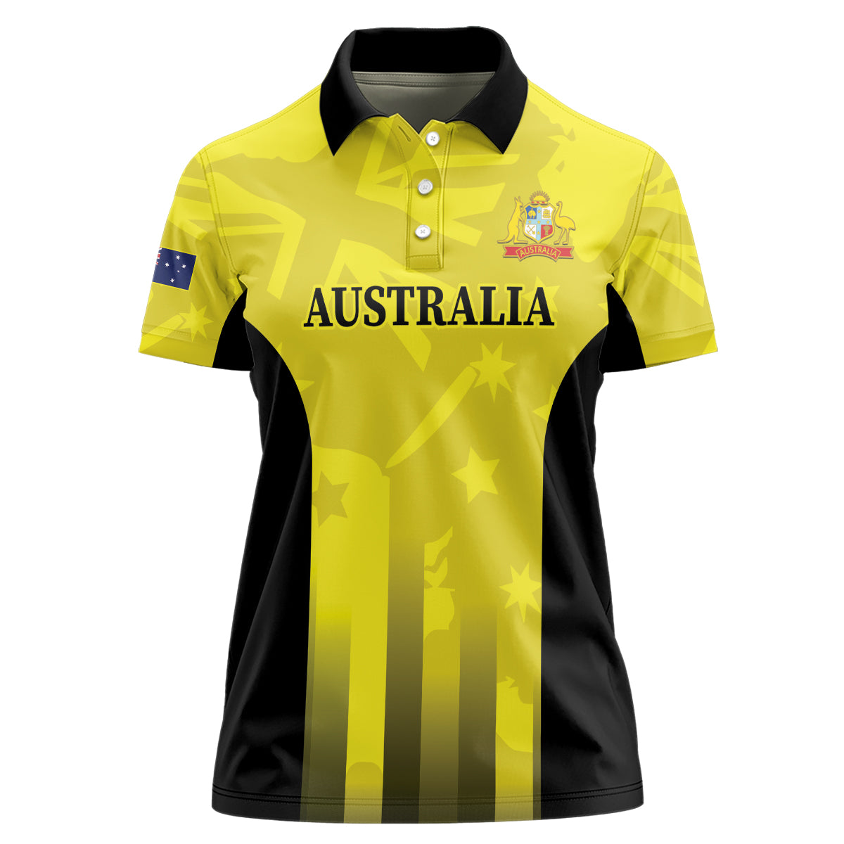 Custom Australia Cricket Women Polo Shirt 2024 World Cup Go Aussie - Gold Version