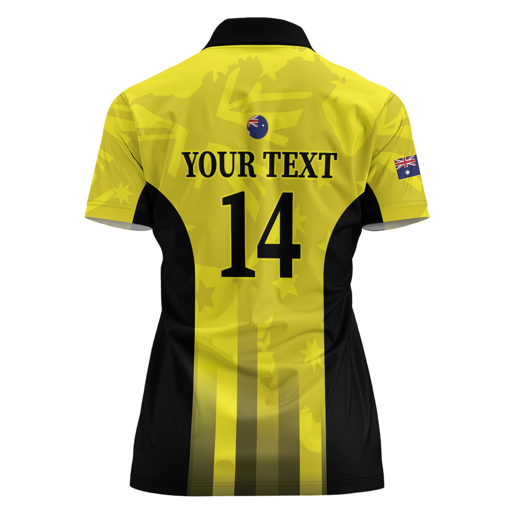 Custom Australia Cricket Women Polo Shirt 2024 World Cup Go Aussie - Gold Version