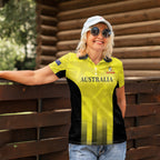 Custom Australia Cricket Women Polo Shirt 2024 World Cup Go Aussie - Gold Version