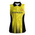 Custom Australia Cricket Women Sleeveless Polo Shirt 2024 World Cup Go Aussie - Gold Version