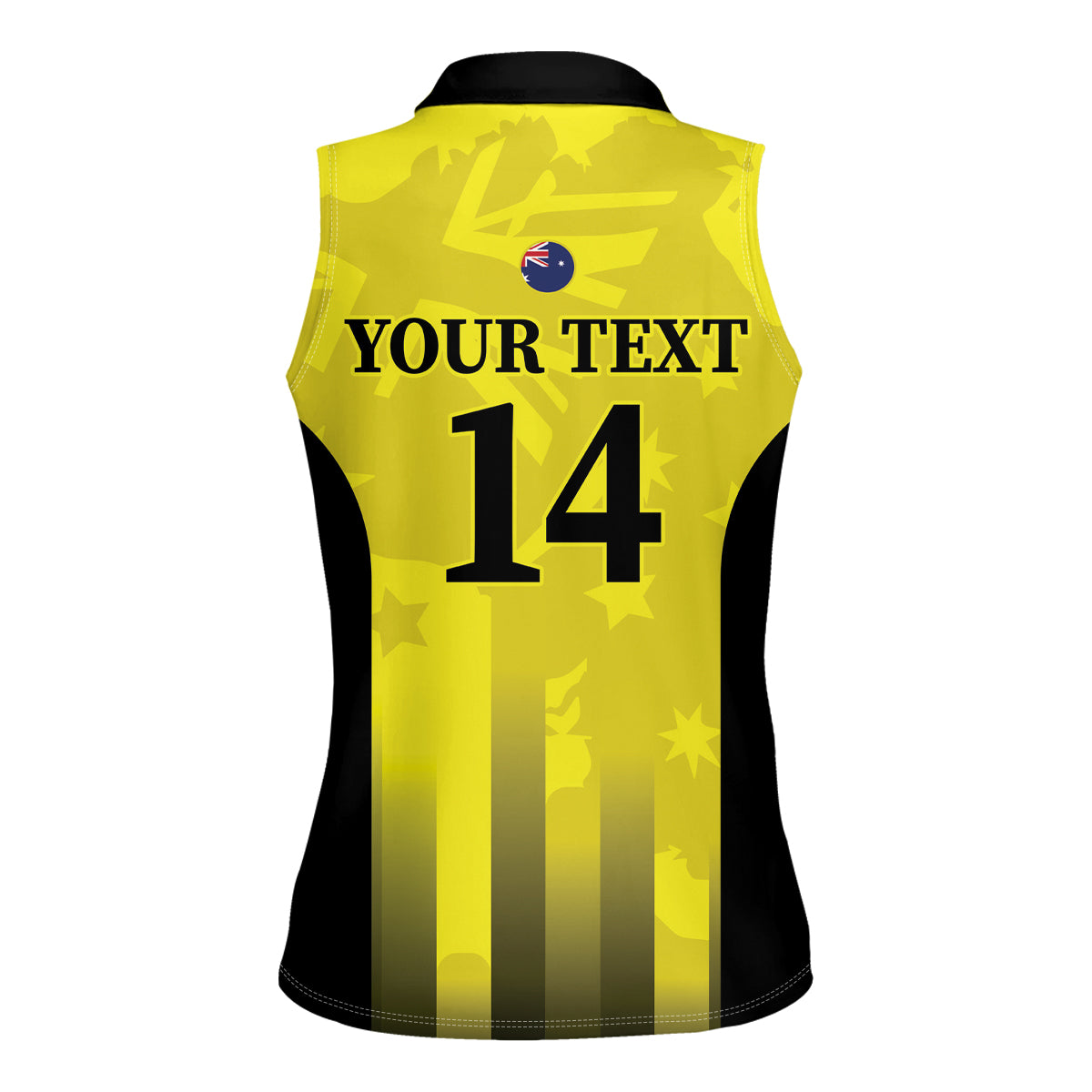 Custom Australia Cricket Women Sleeveless Polo Shirt 2024 World Cup Go Aussie - Gold Version