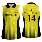 Custom Australia Cricket Women Sleeveless Polo Shirt 2024 World Cup Go Aussie - Gold Version