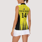 Custom Australia Cricket Women Sleeveless Polo Shirt 2024 World Cup Go Aussie - Gold Version
