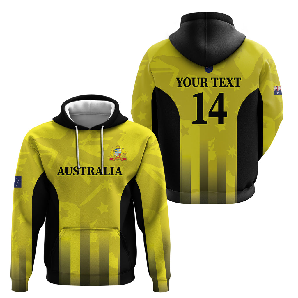 Custom Australia Cricket Zip Hoodie 2024 World Cup Go Aussie - Gold Version