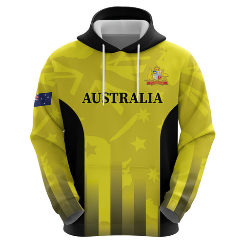 Custom Australia Cricket Zip Hoodie 2024 World Cup Go Aussie - Gold Version