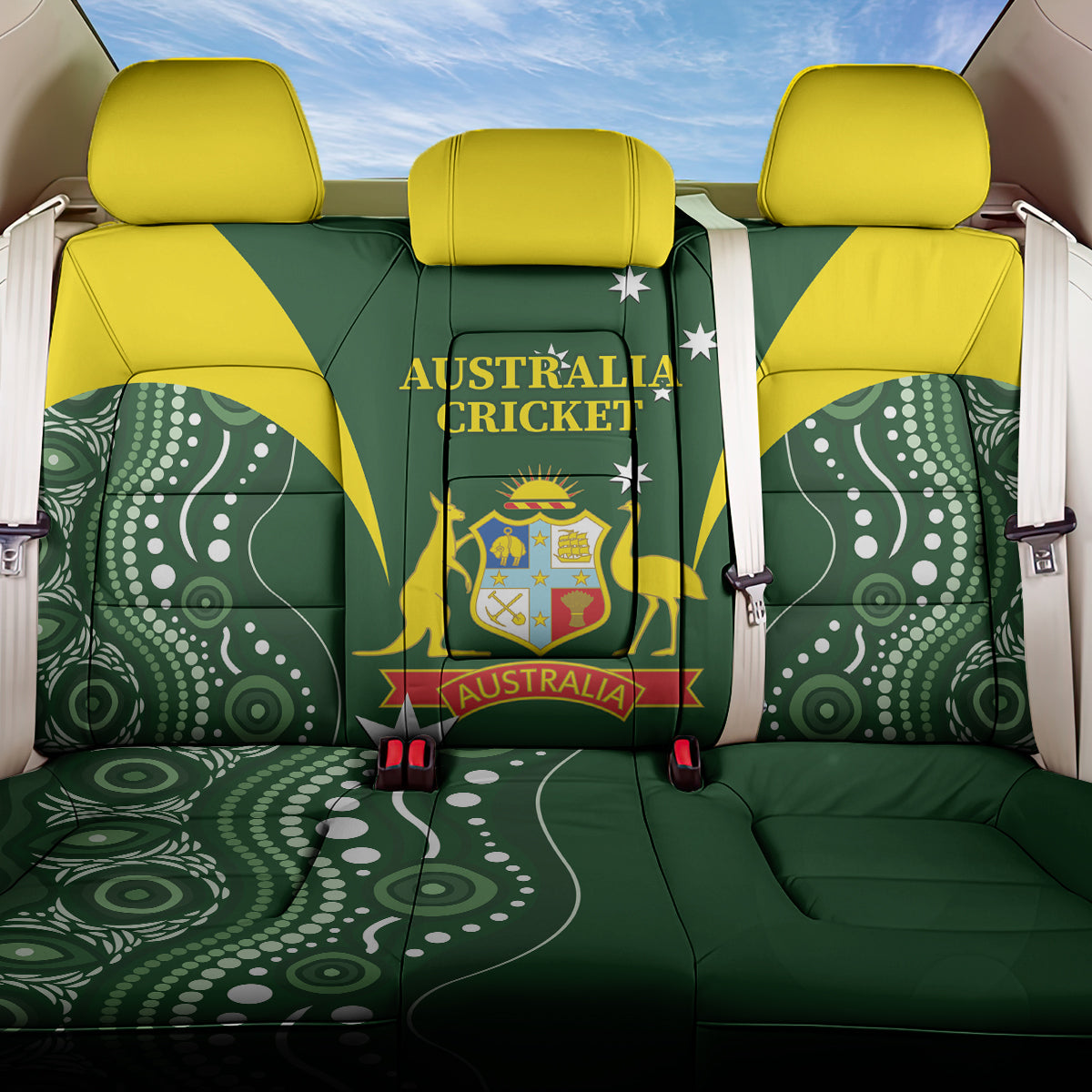 Australia Cricket Back Car Seat Cover 2024 World Cup Go Aussie - Green Version