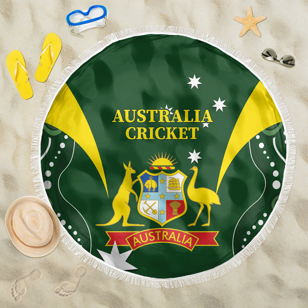 Australia Cricket Beach Blanket 2024 World Cup Go Aussie - Green Version