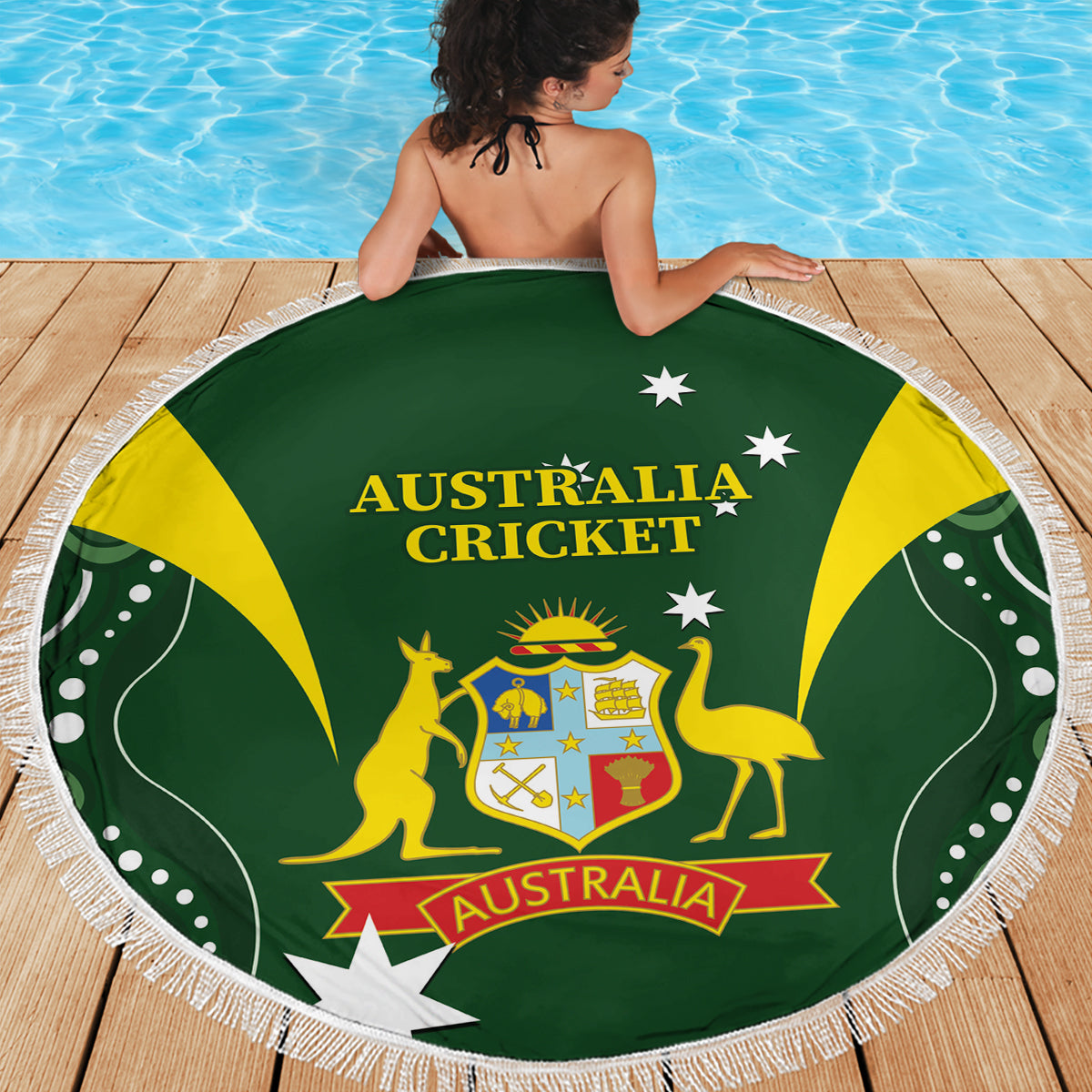 Australia Cricket Beach Blanket 2024 World Cup Go Aussie - Green Version