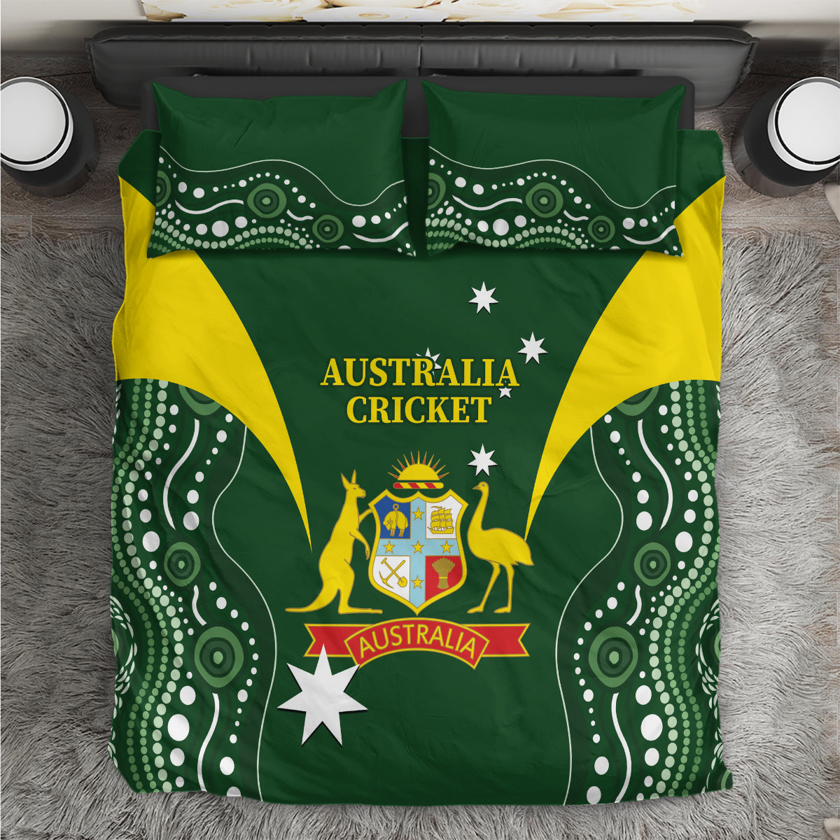Australia Cricket Bedding Set 2024 World Cup Go Aussie - Green Version