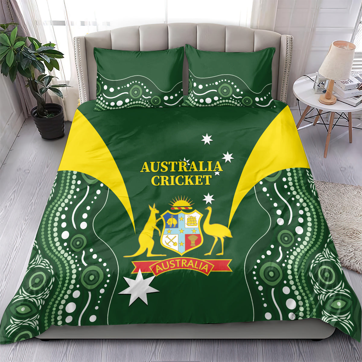 Australia Cricket Bedding Set 2024 World Cup Go Aussie - Green Version