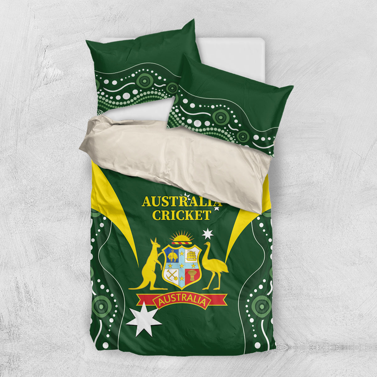 Australia Cricket Bedding Set 2024 World Cup Go Aussie - Green Version