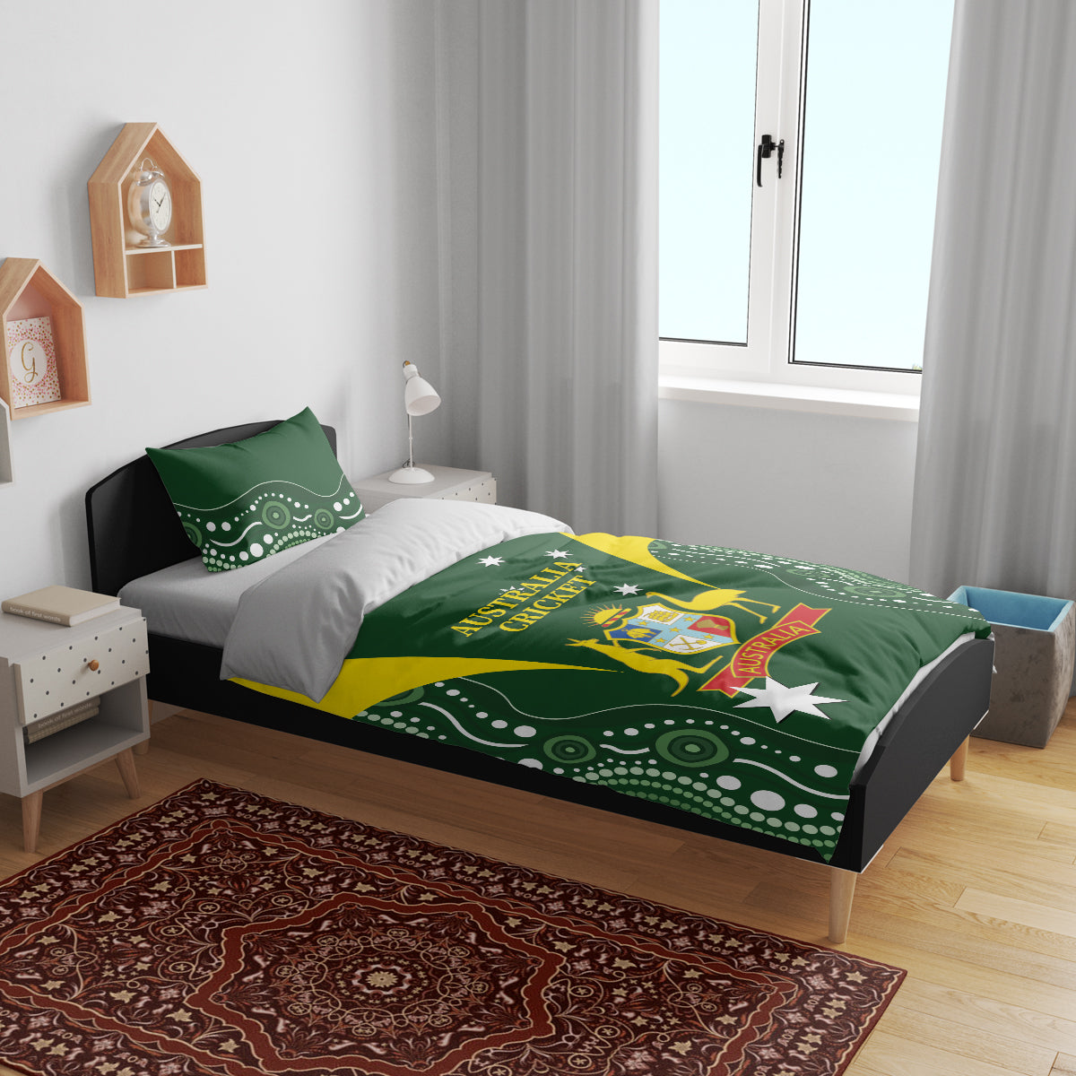 Australia Cricket Bedding Set 2024 World Cup Go Aussie - Green Version