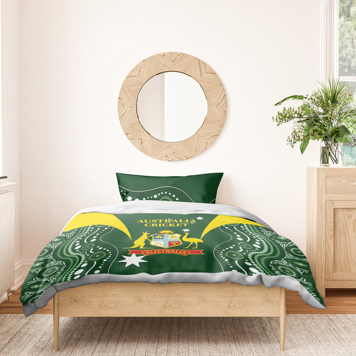 Australia Cricket Bedding Set 2024 World Cup Go Aussie - Green Version