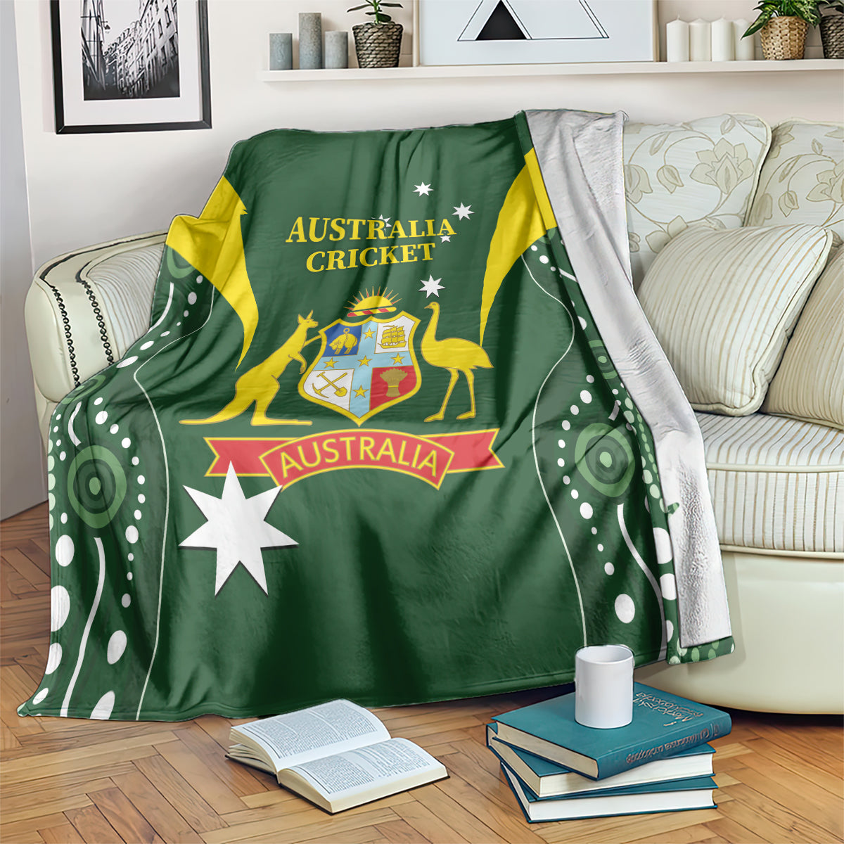 Australia Cricket Blanket 2024 World Cup Go Aussie - Green Version