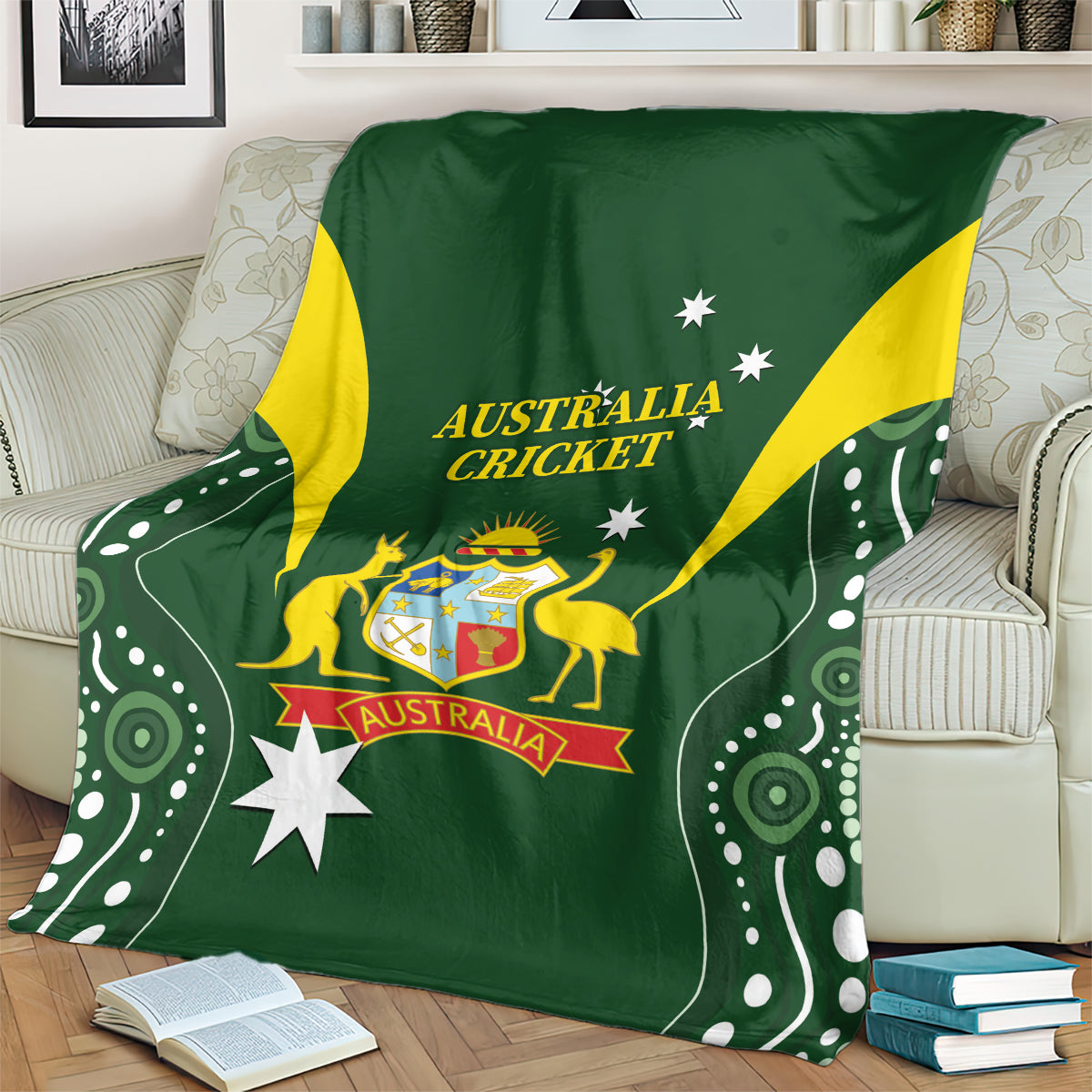 Australia Cricket Blanket 2024 World Cup Go Aussie - Green Version