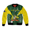 Custom Australia Cricket Bomber Jacket 2024 World Cup Go Aussie - Green Version