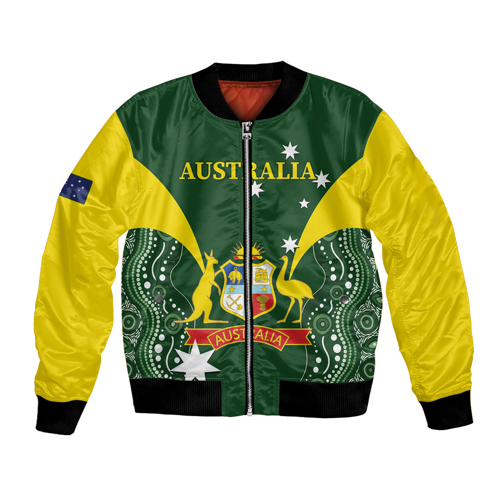 Custom Australia Cricket Bomber Jacket 2024 World Cup Go Aussie - Green Version