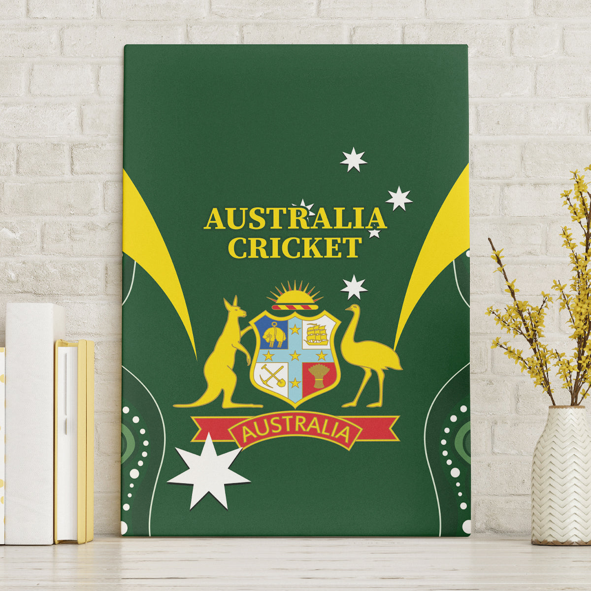 Australia Cricket Canvas Wall Art 2024 World Cup Go Aussie - Green Version